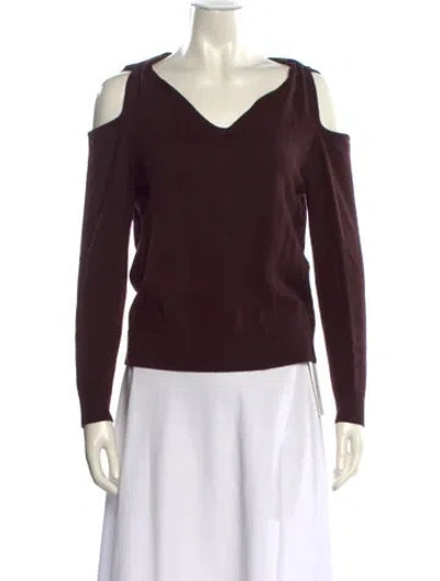 Pre-owned Allsaints Merino Wool V-neck Sweater In Burgundy