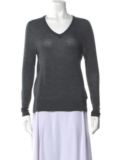 Pre-owned Allsaints Merino Wool V-neck Sweater In Gray