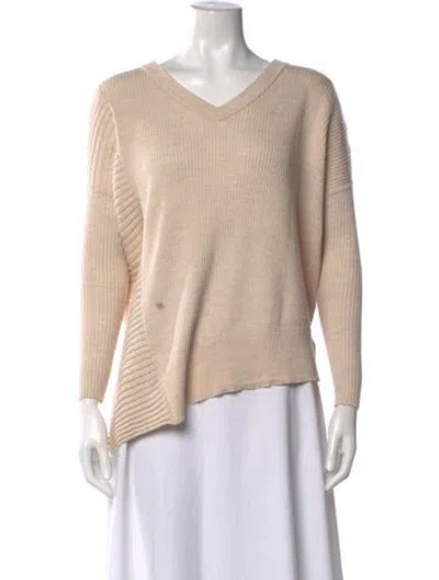 Pre-owned Allsaints Merino Wool V-neck Sweater In Neutral