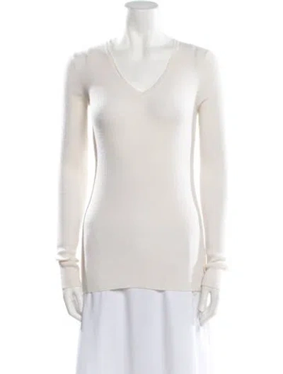 Pre-owned Allsaints Merino Wool V-neck Sweater In White