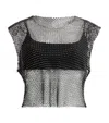Allsaints Mesh Embellished Calytrix Crop Top In Black