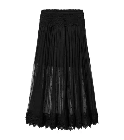 Allsaints Mesh Trixie Maxi Skirt In Black