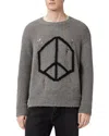 Allsaints Mens Gunmetal Grey Message Crewneck Knitted Jumper Xs In Green