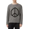 Allsaints Mens Gunmetal Grey Message Crewneck Knitted Jumper Xs In Gray