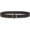 Allsaints Leather Belt In Black/warm Brass