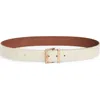 Allsaints Metal Buckle Belt In Desert White/warm Brass