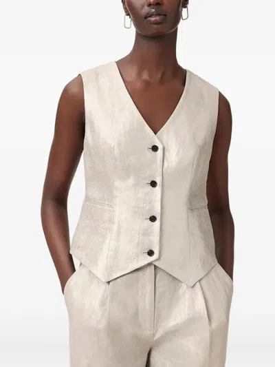 ALLSAINTS METALLIC BUTTON WAISTCOAT