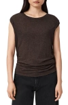 Allsaints Metallic Cap Sleeve Top In Brown