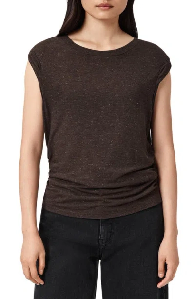 Allsaints Metallic Cap Sleeve Top In Brown
