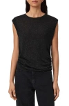 Allsaints Metallic Cap Sleeve Top In Black