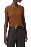 Allsaints Metallic Cap Sleeve Top In Brown