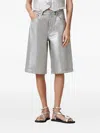 Allsaints Louie Metallic Long Denim Shorts In Metallic
