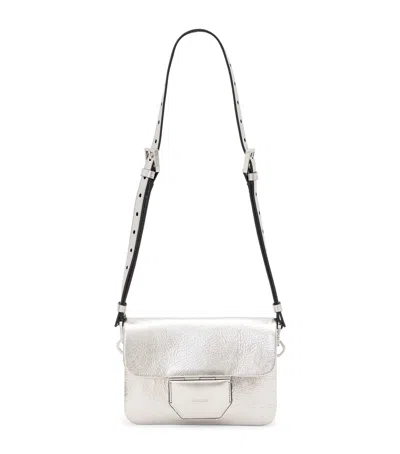 Allsaints Metallic Jupiter Cross-body Bag In Silver