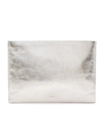 Allsaints Metallic Leather Bettina Clutch Bag In Grey