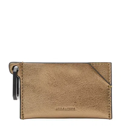 Allsaints Metallic Leather Hex Card Holder In Yellow