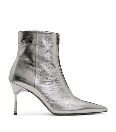 Allsaints Metallic Leather Natasha Boot 52 In Gray