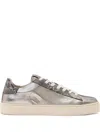Allsaints Leather Shana Metallic Sneakers In Silber