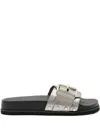 Allsaints Metallic Sandals In Silver