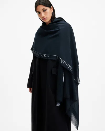 Allsaints Metallic Selvedge Scarf In Black/gunmetal