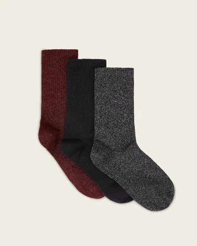 Allsaints Metallic Socks 3 Pack In Brown