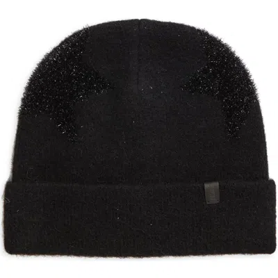 Allsaints Metallic Star Beanie In Black