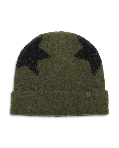 Allsaints Metallic Star Beanie In Neo Green