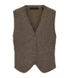 Allsaints Metallic-trim Cruz Sweater Vest In Brown