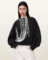 Allsaints Metallo Dana Printed Zip Sweatshirt In Black