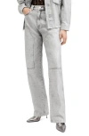 Allsaints Mia Carpenter Jeans In Coated Silver