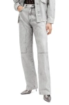 Allsaints Mia Carpenter Jeans In Coated Silver