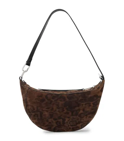 Allsaints Micro Suede Luna Leppo Shoulder Bag In Brown