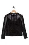 Allsaints Mila Lace & Velvet Blouse In Black