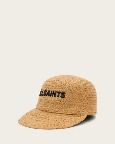 Allsaints Mila Straw Baseball Cap In Neutral