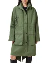 Allsaints Womens Khaki Green Milla Bird-print Cotton Parka Jacket