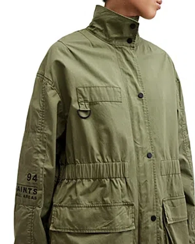 Allsaints Milla Cotton Grafiti Parka In Green