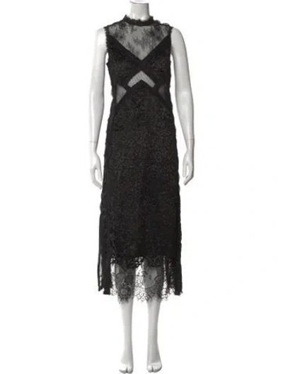 Pre-owned Allsaints Milla Leppo Midi Length Dress In Black