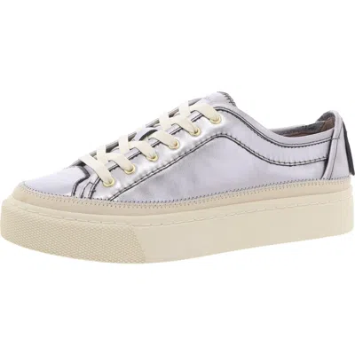 Allsaints Milla Womens Lace-up Leather Casual And Fashion Sneakers In Silver