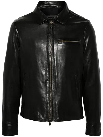 Allsaints Nellcot Zip Up Leather Jacket In Black