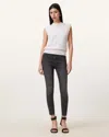 Allsaints Miller Push Up Skinny Fit Denim Jeans In Washed Black