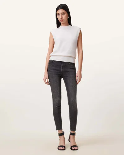 Allsaints Miller Push Up Skinny Fit Denim Jeans In Washed Black