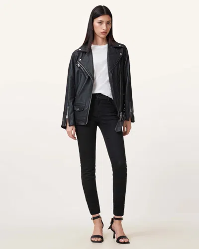 Allsaints Miller Size Me Stretch Denim Jeans In Black