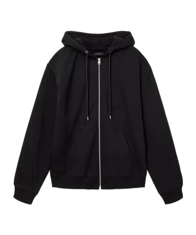Allsaints Milo Hooded Zip-up Sweatshirt In Black