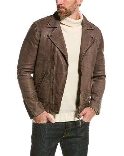 Allsaints Milo Leather Biker Jacket In Brown