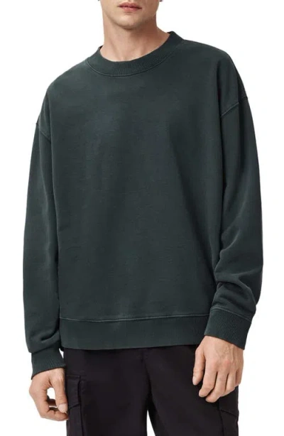 Allsaints Mens Washed Black River Crewneck Relaxed-fit Cotton Sweatshirt Xs In Blue
