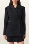Allsaints Mimmie Zip Pocket Double Breasted Blazer In Black