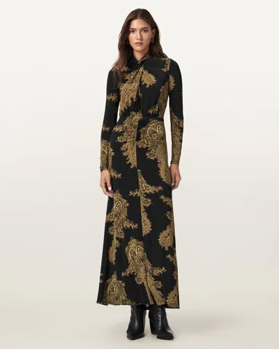 Allsaints Mina A-line Maxi Dress In Black