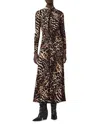 Allsaints Womens Mina Leopard-print Ruched-front Stretch-jersey Midi Dress Pardus Honey B In Animal Print