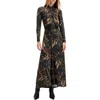 Allsaints Womens Kateri Hazel B Tia Graphic-print Long-sleeve Stretch-mesh Midi Dress In Charm Black
