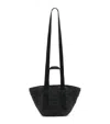 Allsaints Womens Black Celayne Logo-debossed Mini Straw Tote In Black