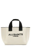 Allsaints Izzy Logo Print Knitted Mini Tote Bag In Desert White